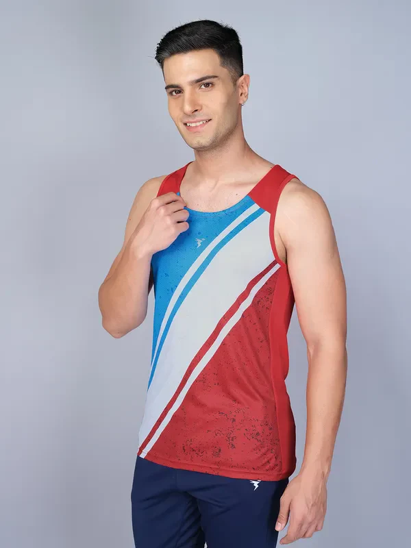 Men Printed Slim Fit Scoop Neck Innerwear Vest with TECHNO COOL - Image 4