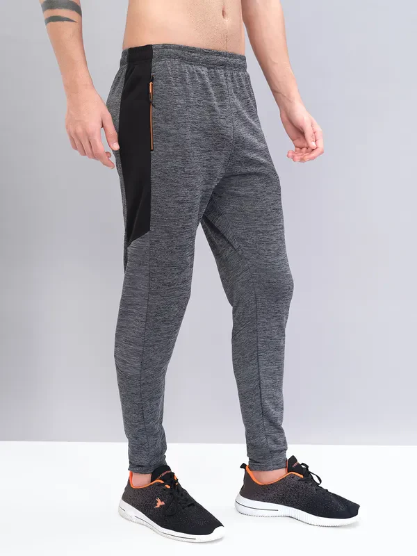 Men Melange Slim Fit Trackpants with TECHNO DRY - Image 3