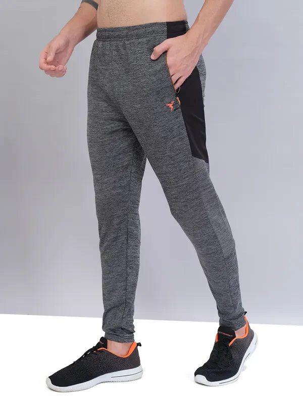 Men Melange Slim Fit Trackpants with TECHNO DRY - Image 5