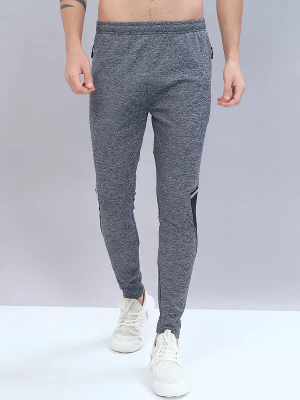 Men Melange Slim Fit Trackpants with TECHNO DRY