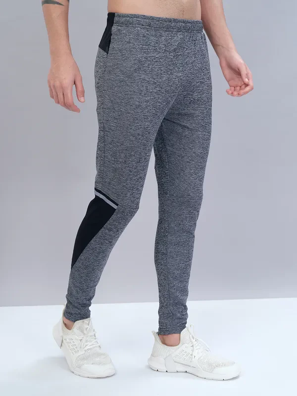 Men Melange Slim Fit Trackpants with TECHNO DRY - Image 3