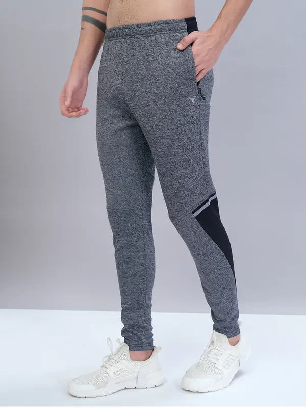 Men Melange Slim Fit Trackpants with TECHNO DRY - Image 5