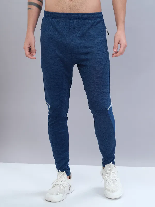 Men Melange Slim Fit Trackpants with TECHNO DRY