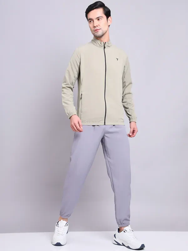 Men Solid Slim Fit Mock Neck Jacket with TECHNOLITE - Image 5