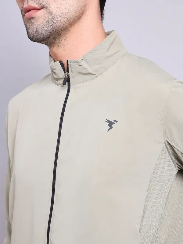 Men Solid Slim Fit Mock Neck Jacket with TECHNOLITE - Image 6