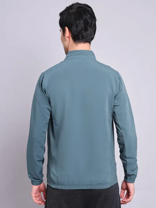 Men Solid Slim Fit Mock Neck Jacket with TECHNOLITE - Image 3