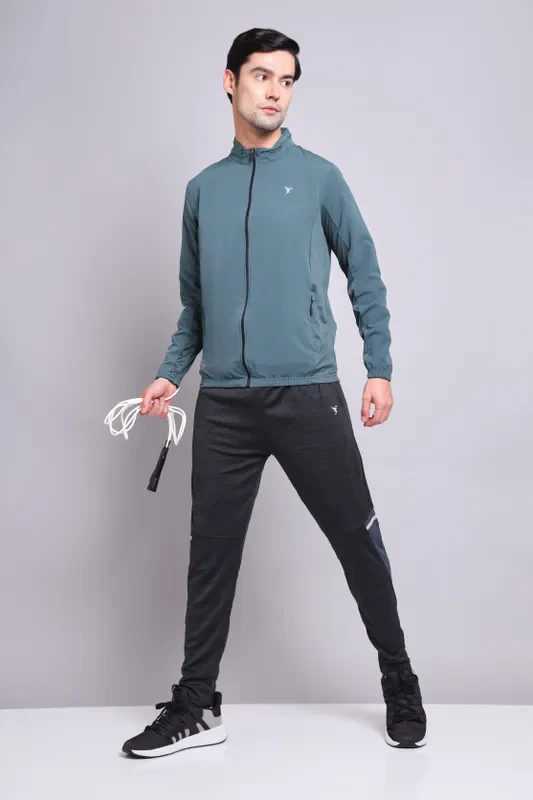 Men Solid Slim Fit Mock Neck Jacket with TECHNOLITE - Image 5
