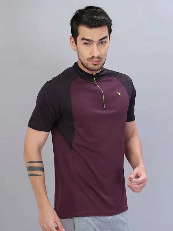 Men Colorblock Slim Fit Mock Neck T-shirt with TECHNO COOL+ - Image 6