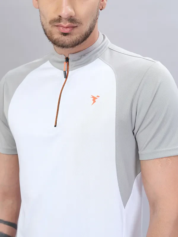 Men Colorblock Slim Fit Mock Neck T-shirt with TECHNO COOL+ - Image 6