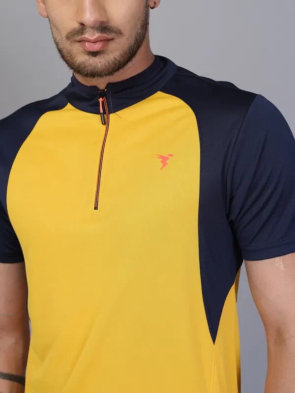 Men Colorblock Slim Fit Mock Neck T-shirt with TECHNO COOL+ - Image 5