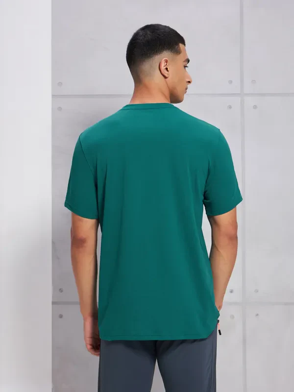 Men Solid Slim Fit Crew Neck T-shirt with COTFLEX - Image 3