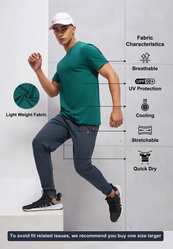 Men Solid Slim Fit Crew Neck T-shirt with COTFLEX - Image 4