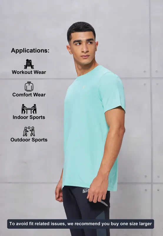 Men Solid Slim Fit Crew Neck T-shirt with COTFLEX - Image 5