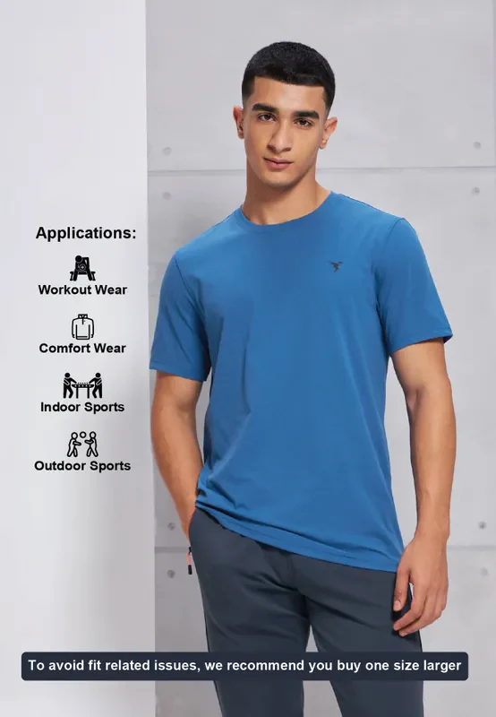 Men Solid Slim Fit Crew Neck T-shirt with COTFLEX - Image 5