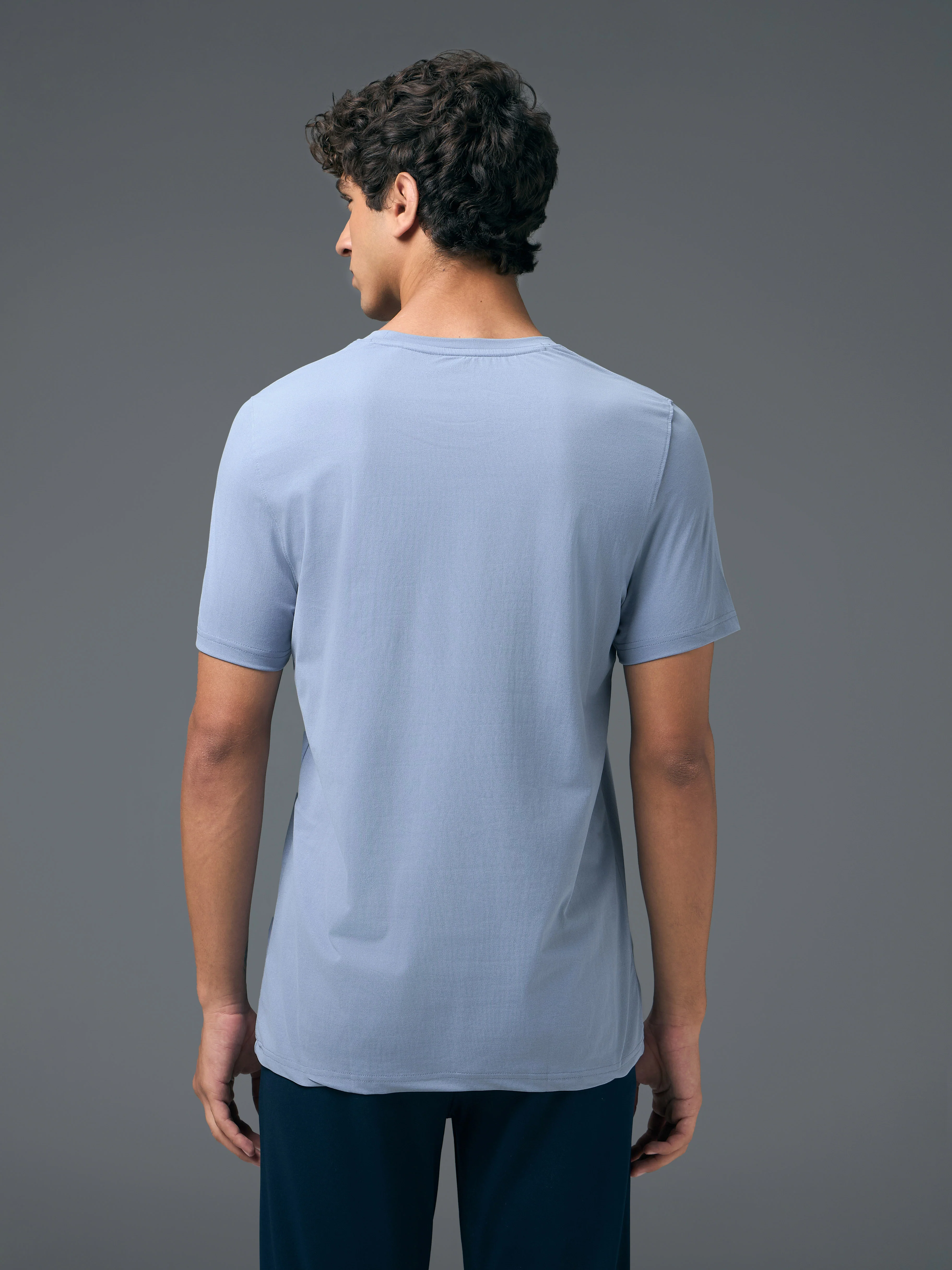 Men Solid Slim Fit Crew Neck T-shirt with COTFLEX - Image 3