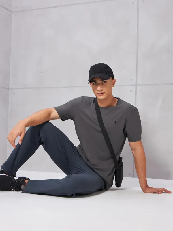 Men Solid Slim Fit Crew Neck T-shirt with COTFLEX - Image 9