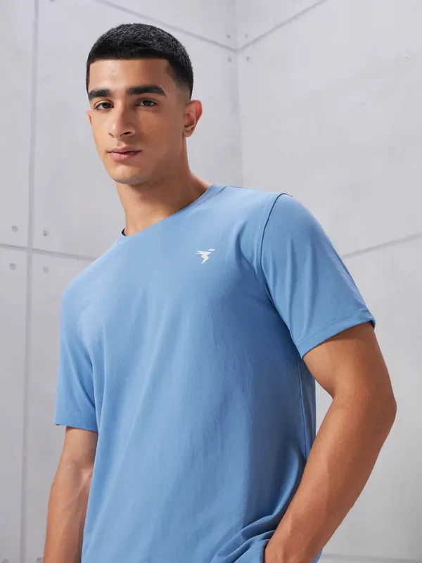 Men Solid Slim Fit Crew Neck T-shirt with COTFLEX - Image 9