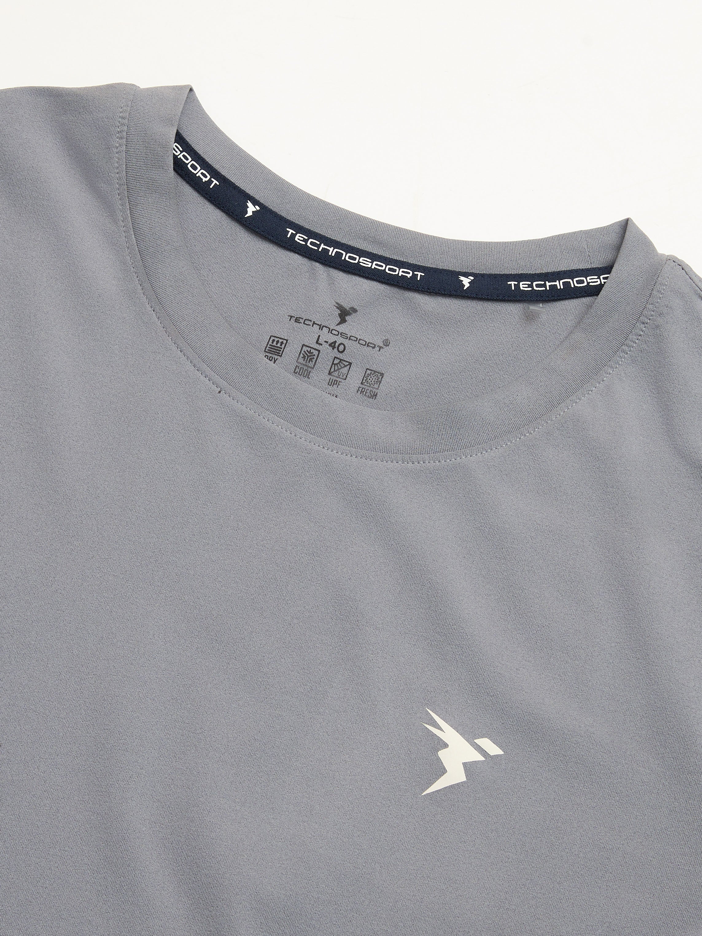 Men Solid Slim Fit Crew Neck T-shirt with COTFLEX - Image 7