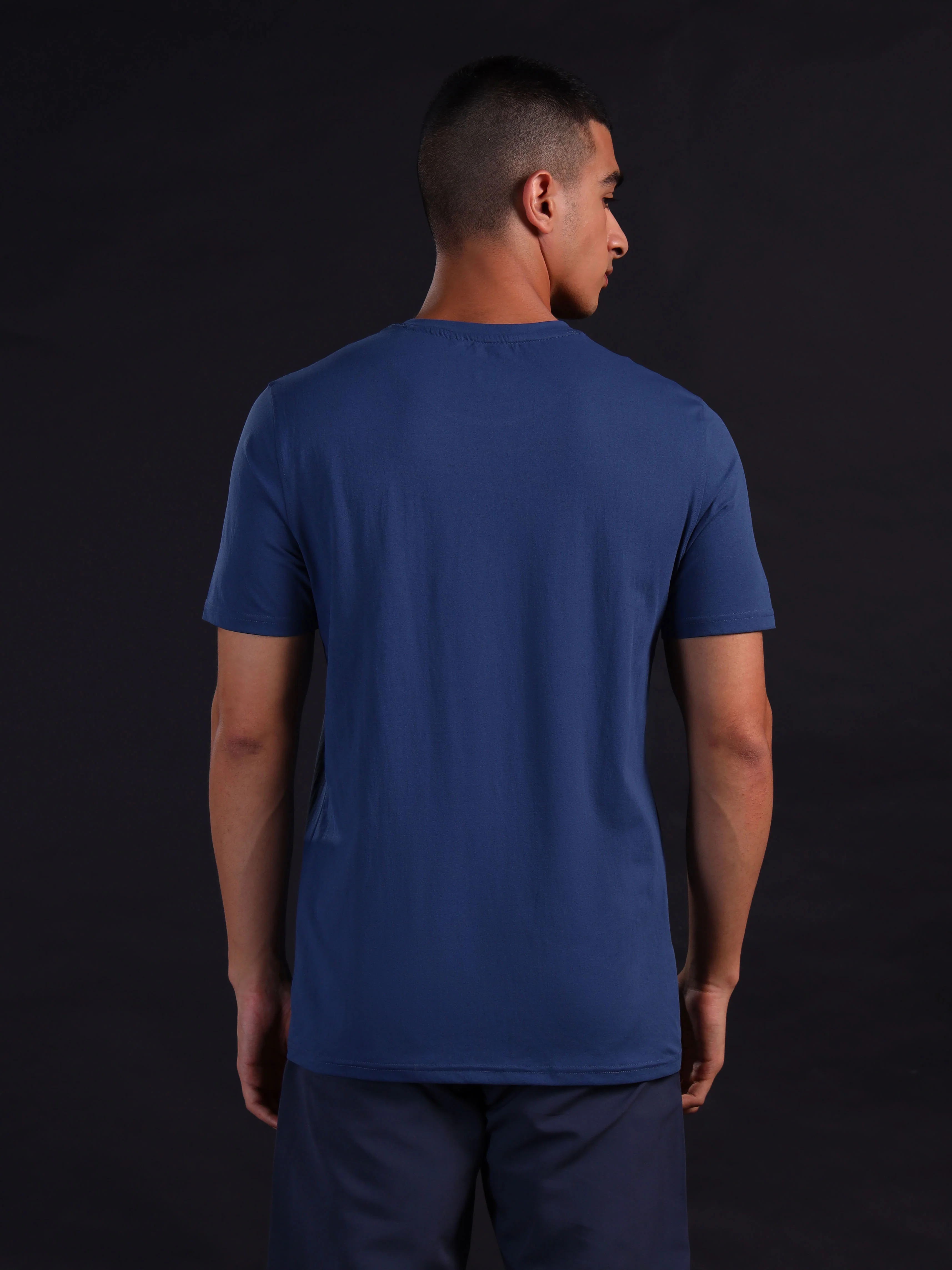 Men Solid Slim Fit Crew Neck T-shirt with COTFLEX - Image 3
