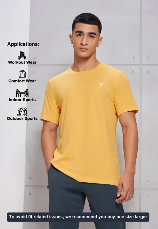 Men Solid Slim Fit Crew Neck T-shirt with COTFLEX - Image 6