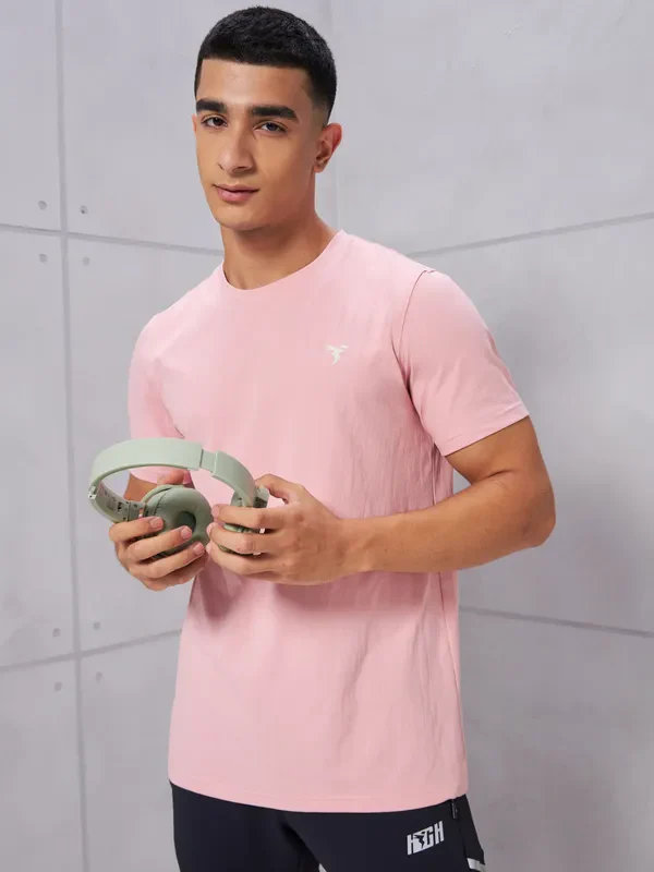 Men Solid Slim Fit Crew Neck T-shirt with COTFLEX - Image 6
