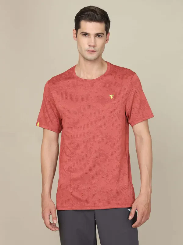 Men Jacquard Slim Fit Crew Neck T-shirt with DOUBLE COOL - Image 3