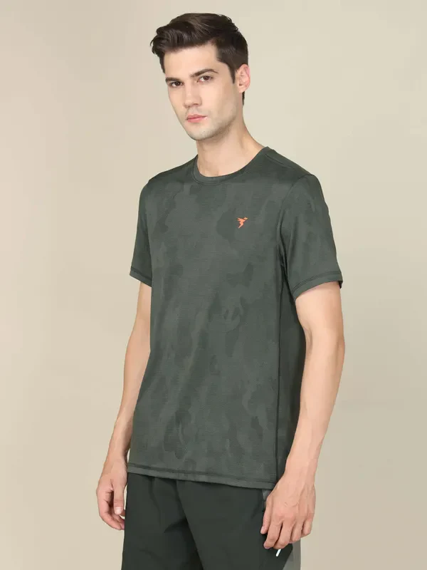 Men Jacquard Slim Fit Crew Neck T-shirt with DOUBLE COOL - Image 4