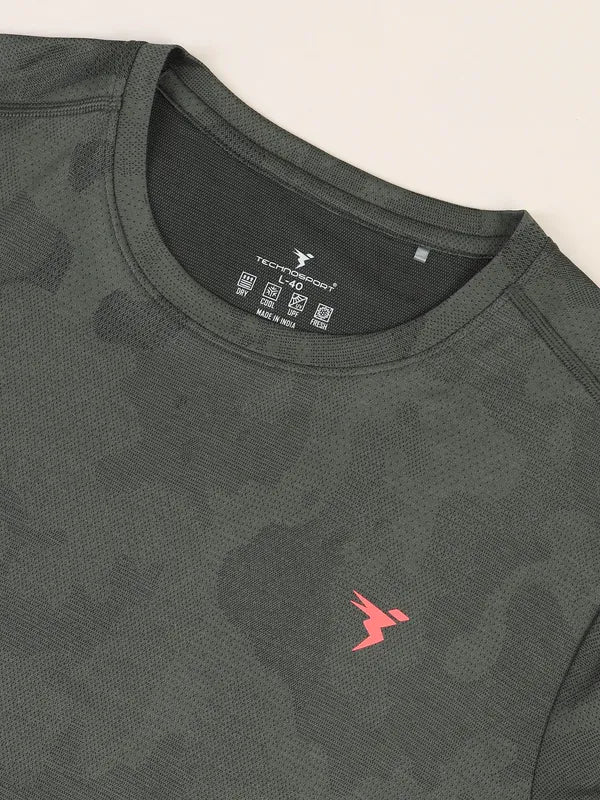 Men Jacquard Slim Fit Crew Neck T-shirt with DOUBLE COOL - Image 6