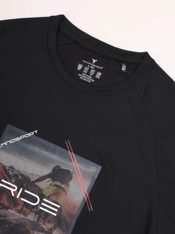 Men Graphic Printed Slim Fit Crew Neck T-shirt with TECHNO COOL+ - Image 7