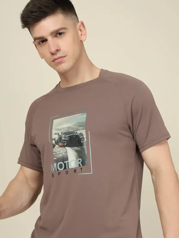 Men Graphic Printed Slim Fit Crew Neck T-shirt with TECHNO COOL+ - Image 6