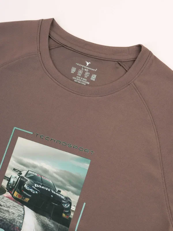 Men Graphic Printed Slim Fit Crew Neck T-shirt with TECHNO COOL+ - Image 7
