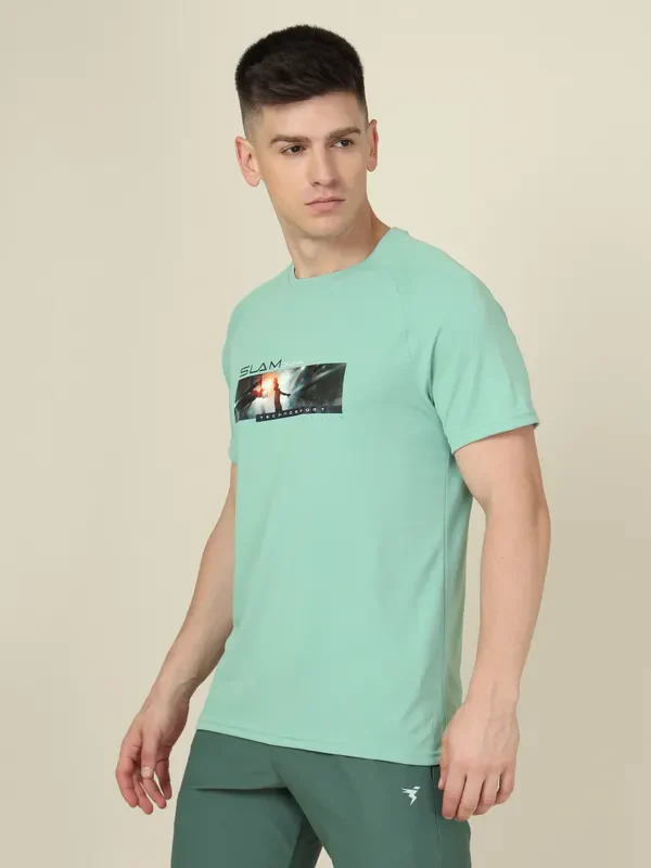 Men Graphic Printed Slim Fit Crew Neck T-shirt with TECHNO COOL+ - Image 5