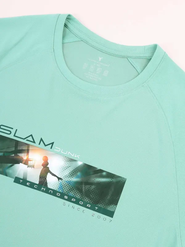 Men Graphic Printed Slim Fit Crew Neck T-shirt with TECHNO COOL+ - Image 7