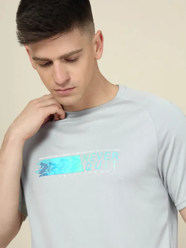 Men Graphic Printed Slim Fit Crew Neck T-shirt with TECHNO COOL+ - Image 6