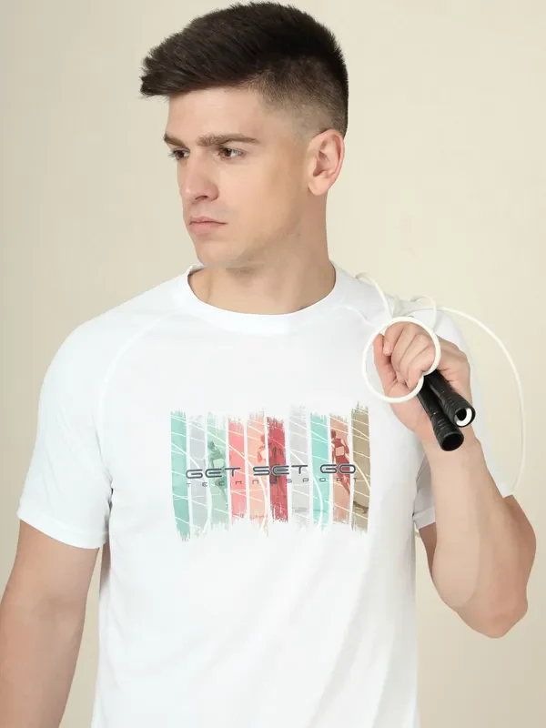 Men Graphic Printed Slim Fit Crew Neck T-shirt with TECHNO COOL+ - Image 6