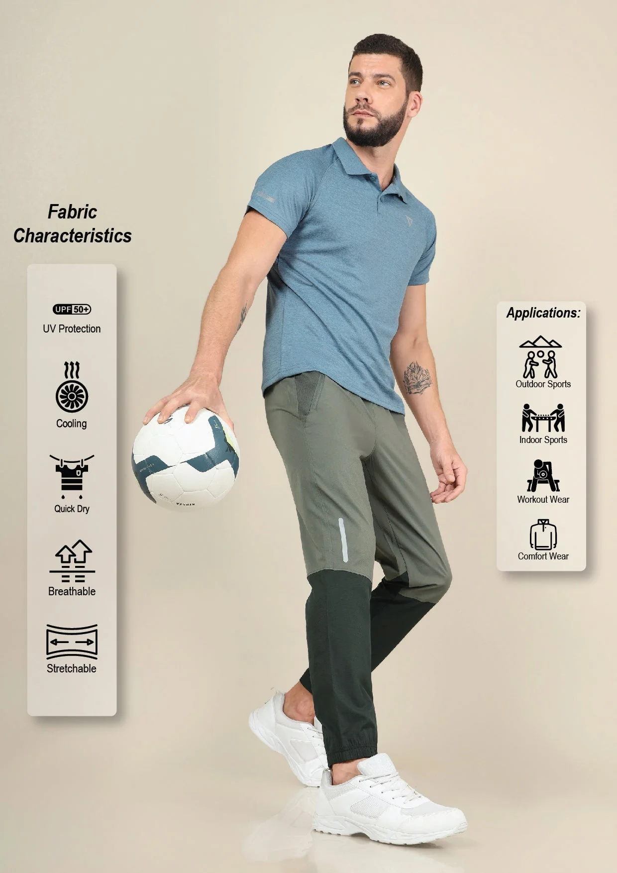 Men Colorblock Slim Fit Joggers with TECHNOLITE STRETCH - Image 4
