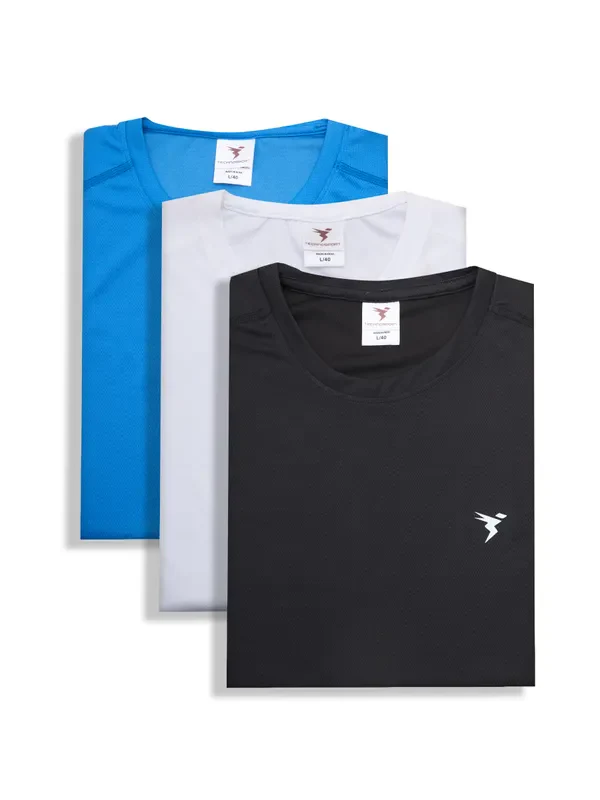 Men Solid Slim Fit Crew Neck T-shirt with TECHNO COOL+ (Pack of 3) - Image 7