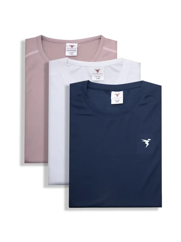 Men Solid Slim Fit Crew Neck T-shirt with TECHNO COOL+ (Pack of 3) - Image 7