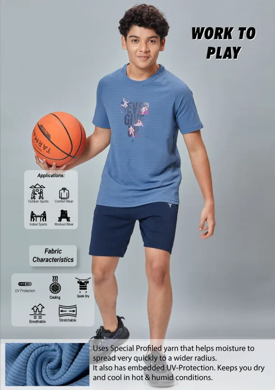 Boys Typography Printed Slim Fit Crew Neck T-shirt with ELASTO PLUS - Image 4
