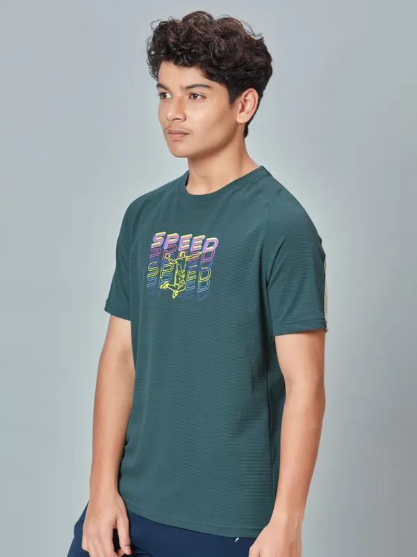 Boys Typography Printed Slim Fit Crew Neck T-shirt with ELASTO PLUS - Image 3