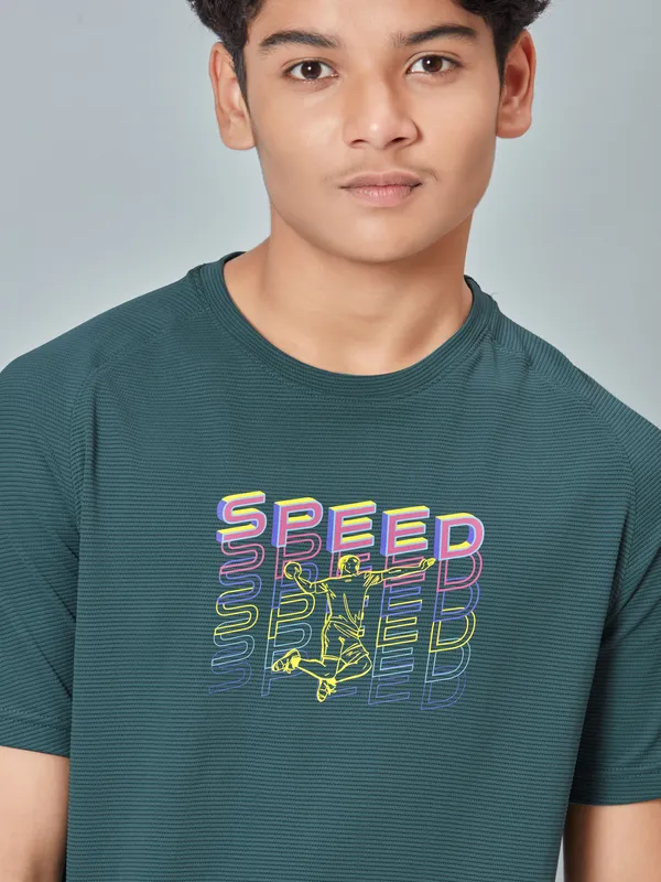 Boys Typography Printed Slim Fit Crew Neck T-shirt with ELASTO PLUS - Image 6
