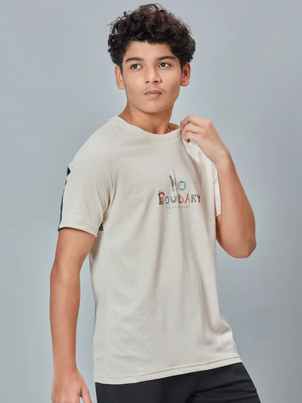 Boys Typography Printed Slim Fit Crew Neck T-shirt with ELASTO PLUS - Image 3
