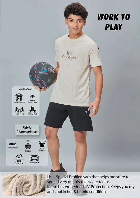 Boys Typography Printed Slim Fit Crew Neck T-shirt with ELASTO PLUS - Image 4