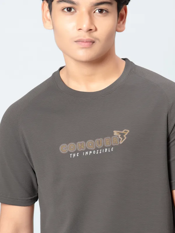Boys Typography Printed Slim Fit Crew Neck T-shirt with ELASTO PLUS - Image 5