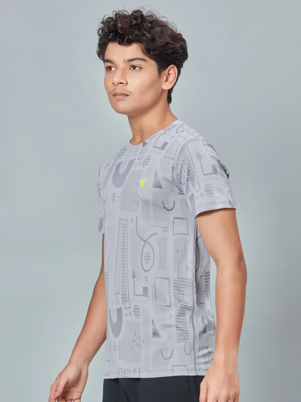 Boys Self Design Slim Fit Crew Neck T-shirt with DOUBLE COOL - Image 3