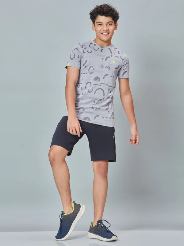 Boys Self Design Slim Fit Crew Neck T-shirt with DOUBLE COOL - Image 4