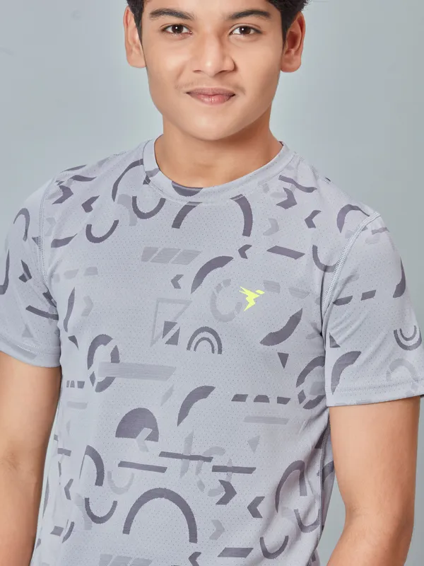 Boys Self Design Slim Fit Crew Neck T-shirt with DOUBLE COOL - Image 5