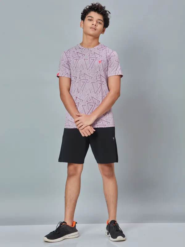 Boys Self Design Slim Fit Crew Neck T-shirt with DOUBLE COOL - Image 4