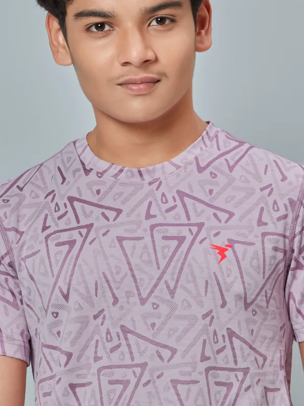 Boys Self Design Slim Fit Crew Neck T-shirt with DOUBLE COOL - Image 5