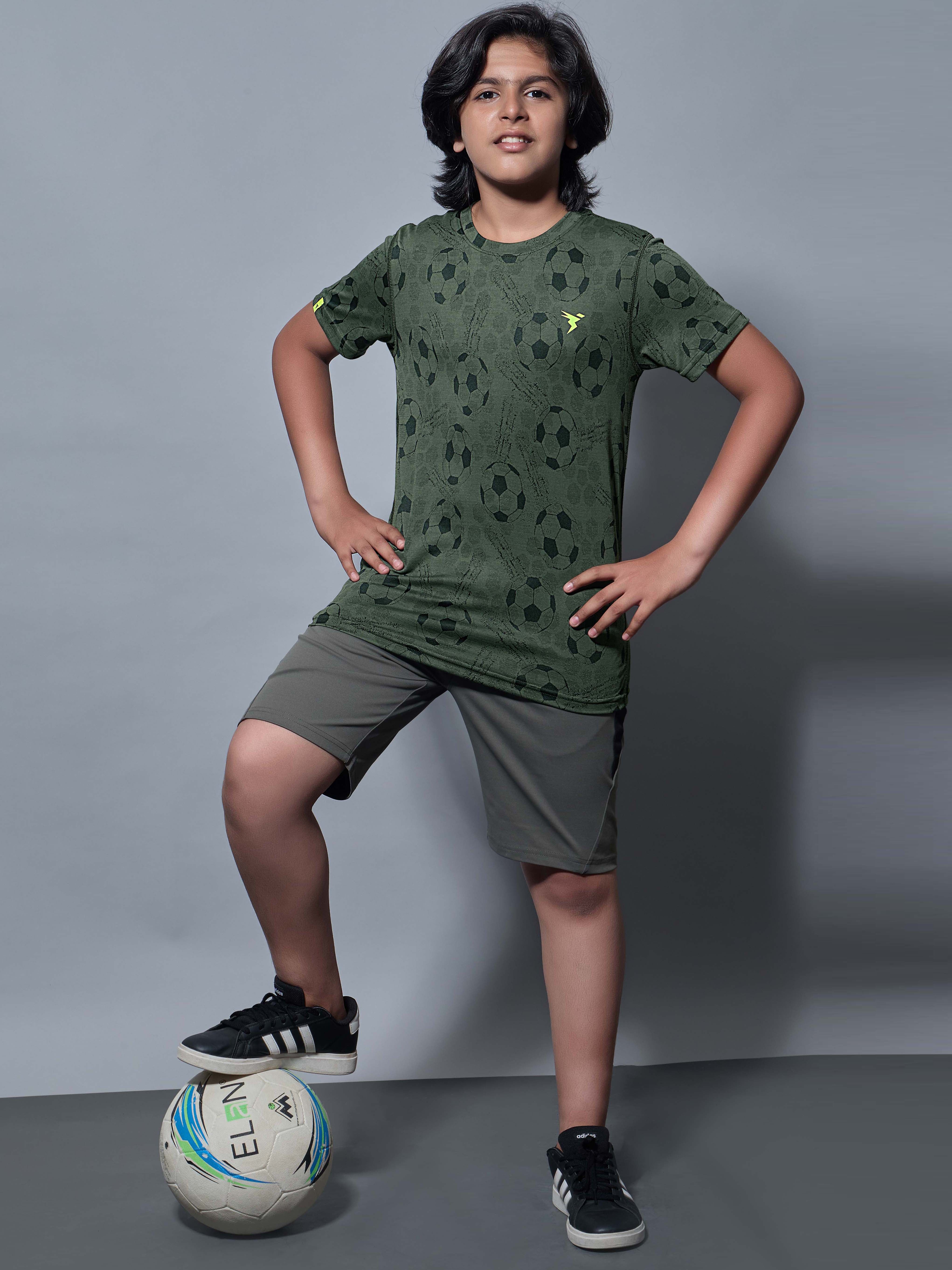 Boys Self Design Slim Fit Crew Neck T-shirt with DOUBLE COOL - Image 5